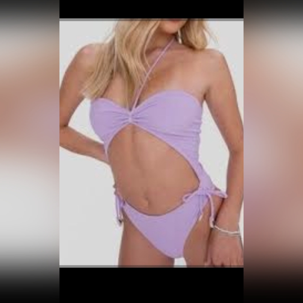 ADIKA Size S Lavender Cut-Out Monokini Swimsuit NWT.
